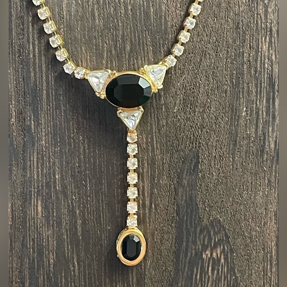 MONET | Gold-Plated Onyx & Crystal Necklace - Picture 6 of 14
